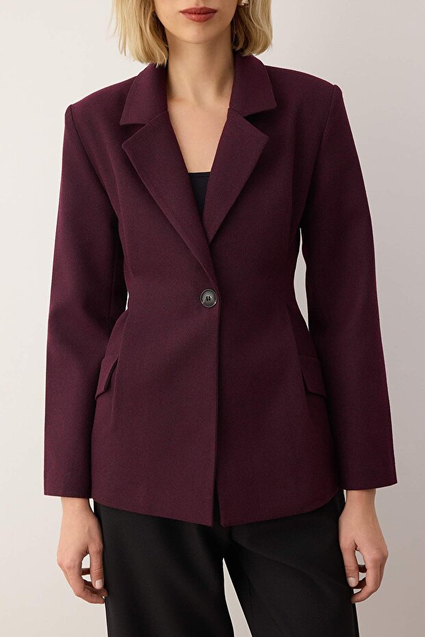 EXCLUSIVE Özel Koleksiyon Bordo Fitted Kaşe Blazer Ceket TWOAW26BC00054 - 4