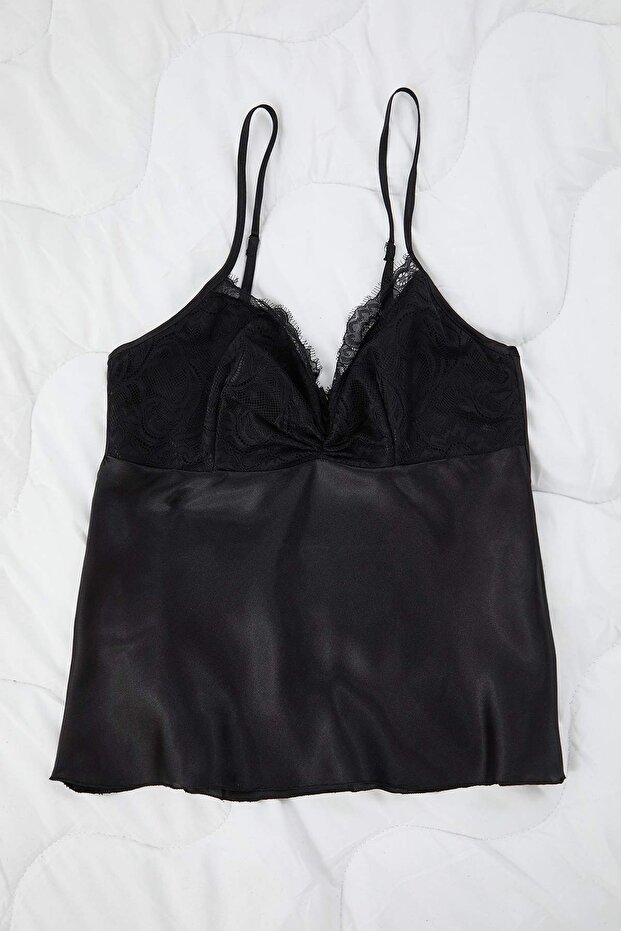 Siyah 3'lü Çeyiz Set Saten Dokuma Pijama Takımı THMAW26PT00199 - 7