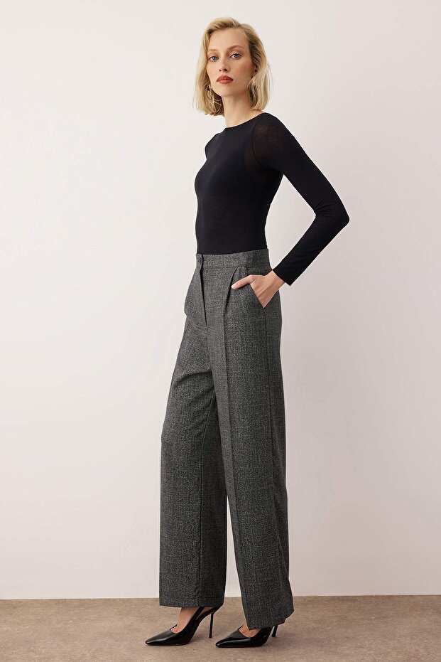 EXCLUSIVE Özel Koleksiyon Antrasit Wide Leg/Geniş Paça Kumaş Pantolon TWOAW26PL00116 - 3