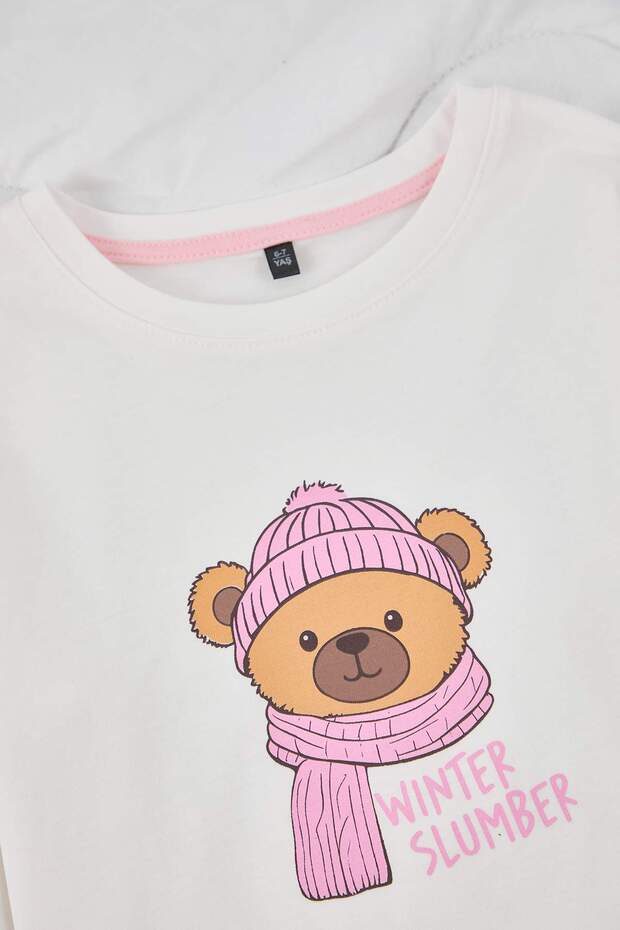 Bordo-Pembe 4'lü Kız Çocuk Ekose/Kareli Örme Alt-Üst Pijama Takımı TKDAW26PT00011 - 5