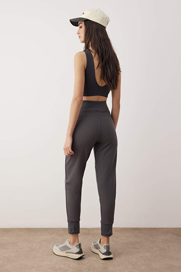 Antrasit Soft Fırçalı Kumaş Spor Örme Eşofman Altı THMAW26EA00005 - 4