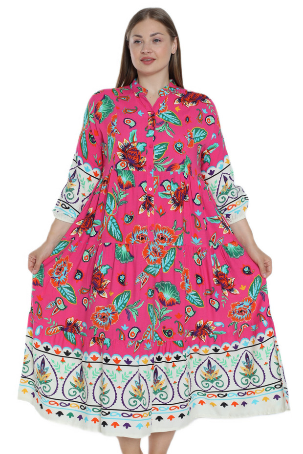 Rochie lungă oversize cu model - 33495 - 4