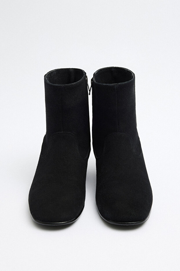 Bot 2512 - Dikiş Detaylı Siyah Süet Kadın Bot - 7