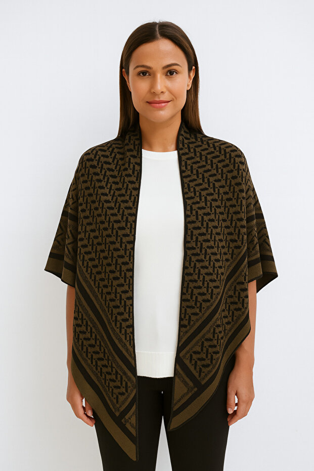 Desenli Triko Üçgen Şal - 3