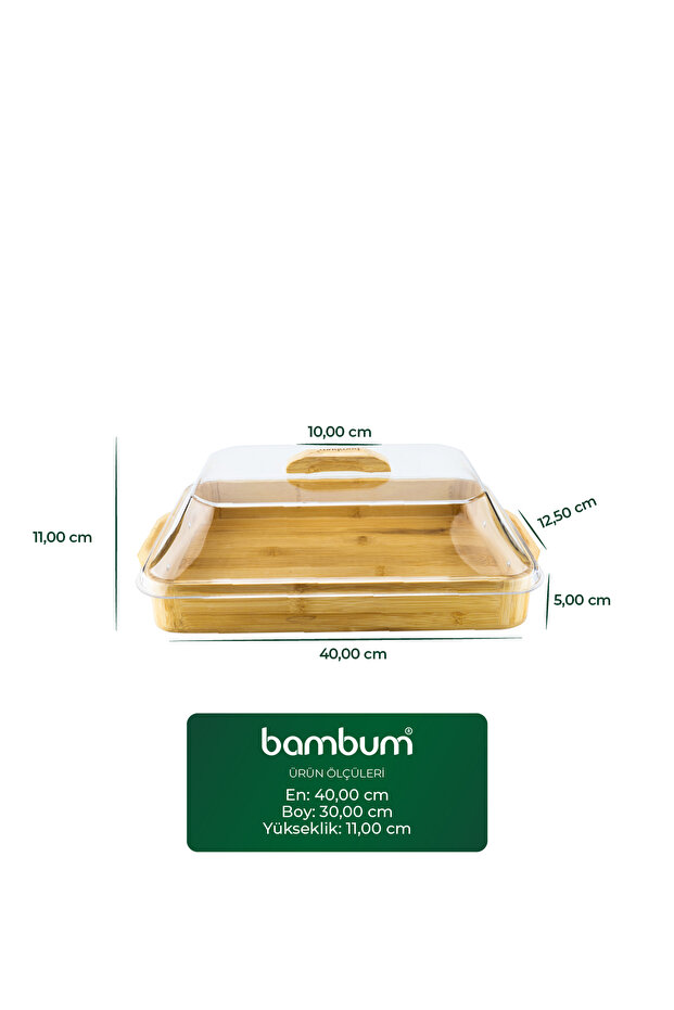 Modica Acrylic Covered Bamboo Cake Pan Rectangular Large - 3