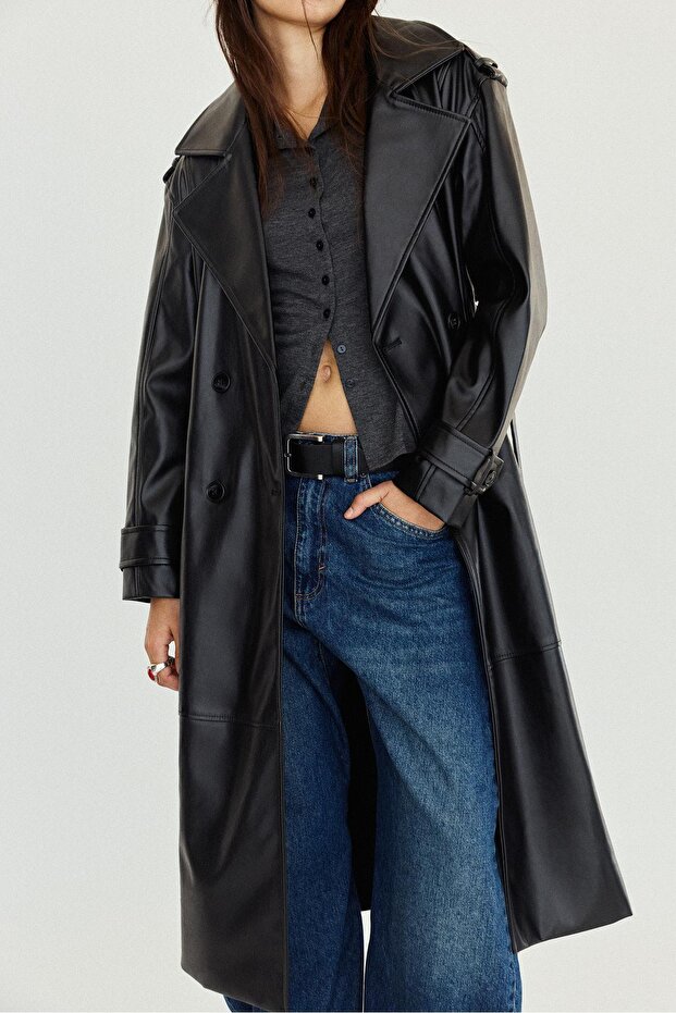 Suni deri trençkot - 5