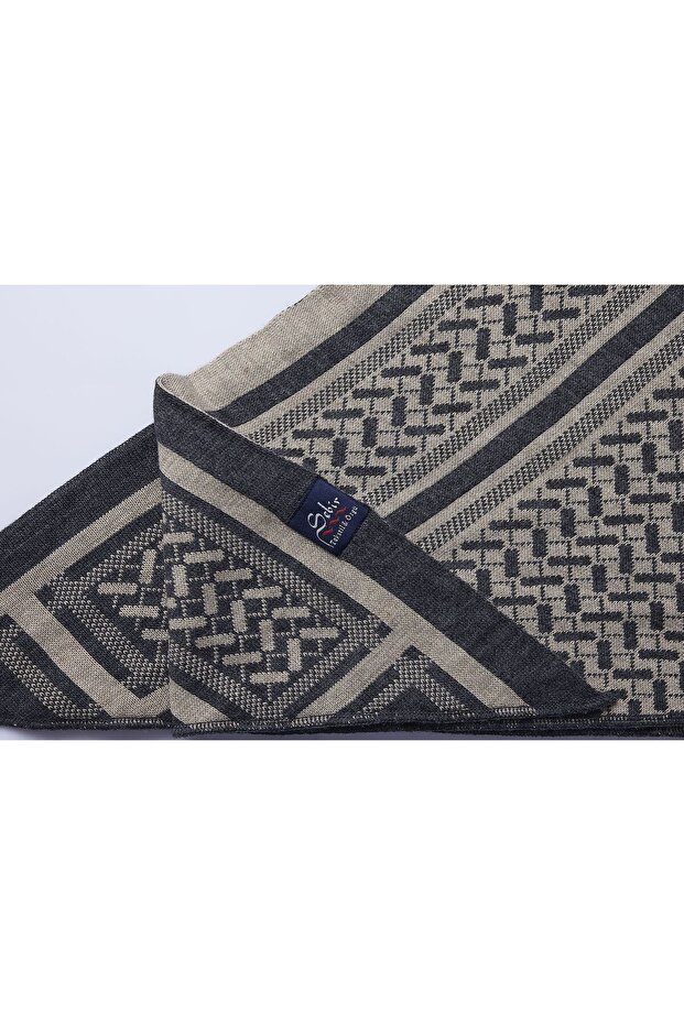 Desenli Üçgen Triko Şal - 8