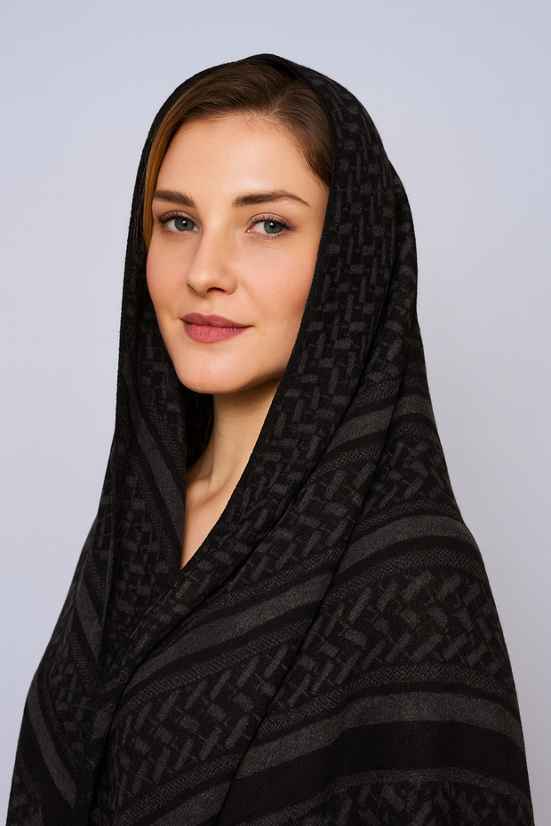 Desenli Üçgen Triko Şal - 4