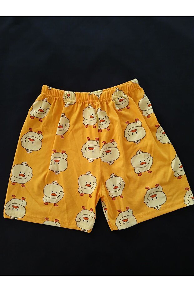 Bukadinca Sarı Civciv Desenli Rahat Şort - 5