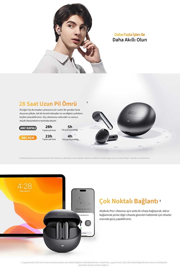 Ht10 Ailybuds Pro Plus Adaptif Anc Hi-res Ldac Aı 6 Mikrofon Bluetooth 5.3 Kablosuz Kulaklık Siyah - 7