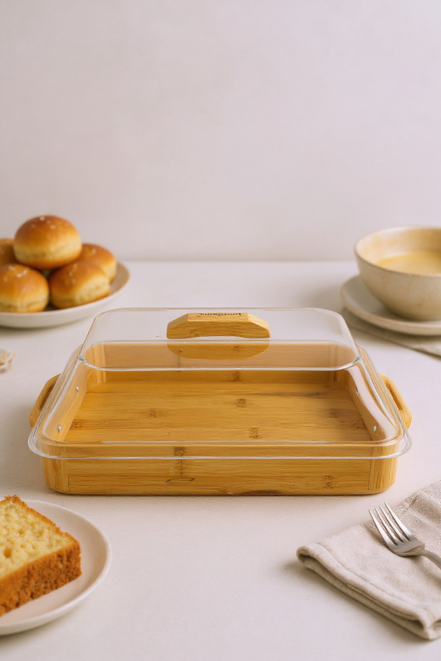 Modica Acrylic Covered Bamboo Cake Pan Rectangular Large - 2