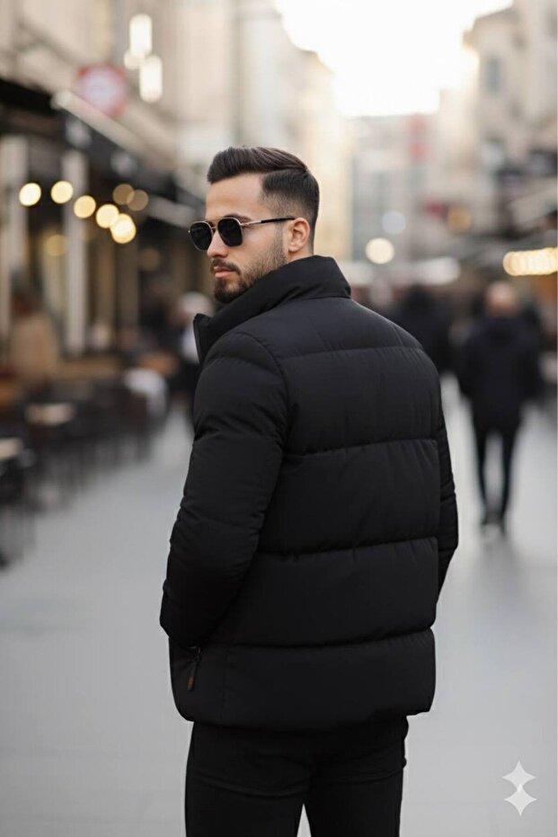 Erkek Siyah Şişme Mont - 5