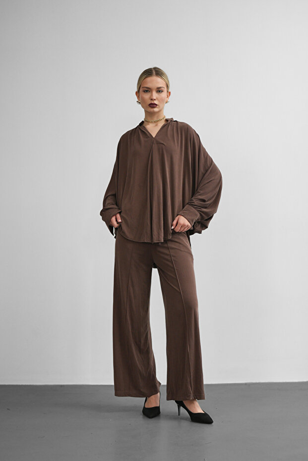 Women's Comfortable Fit Batwing Sleeve Blouse Pants Set