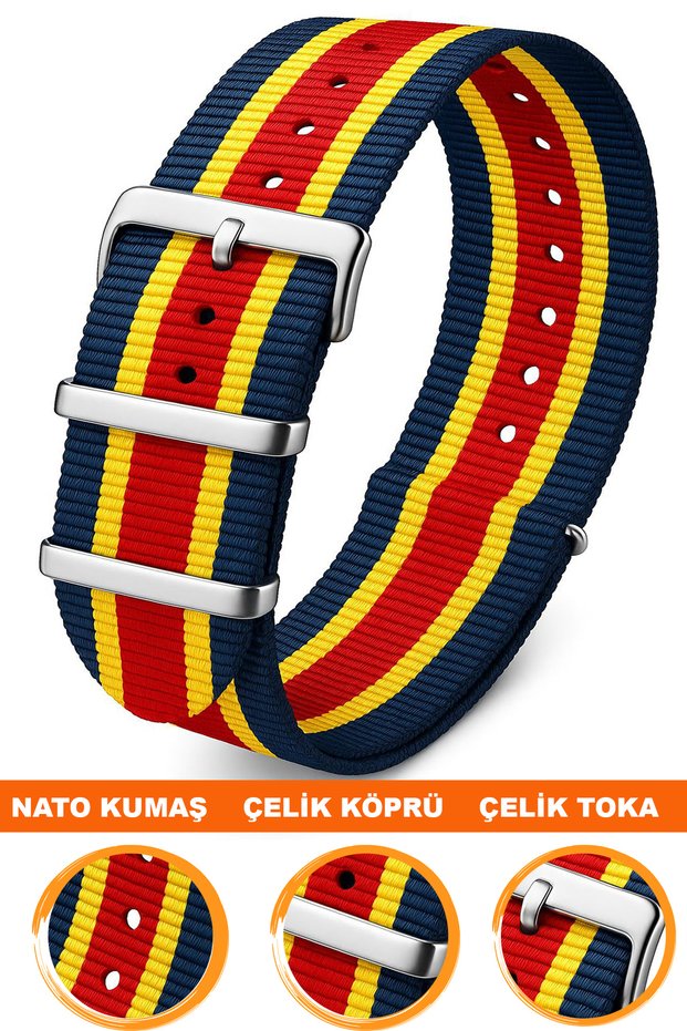 22mm Fossil-Welder-Casio-Seiko-Omega-Armani Watch Compatible Nato Textile Fabric Watch Band 22Model24