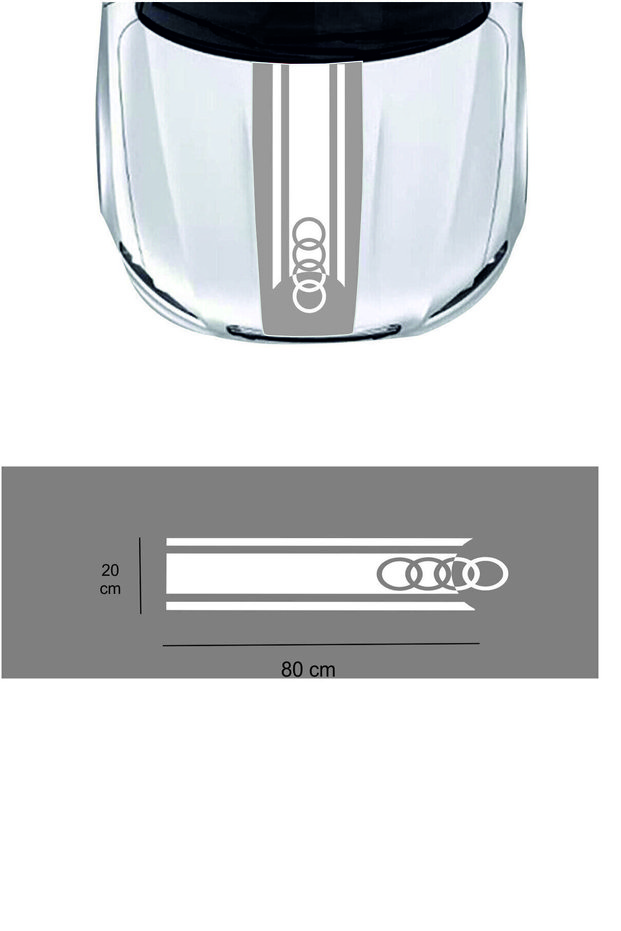 Accessory Auto Hood Sticker Double Stripe 80*20 Cm Compatible For Audi