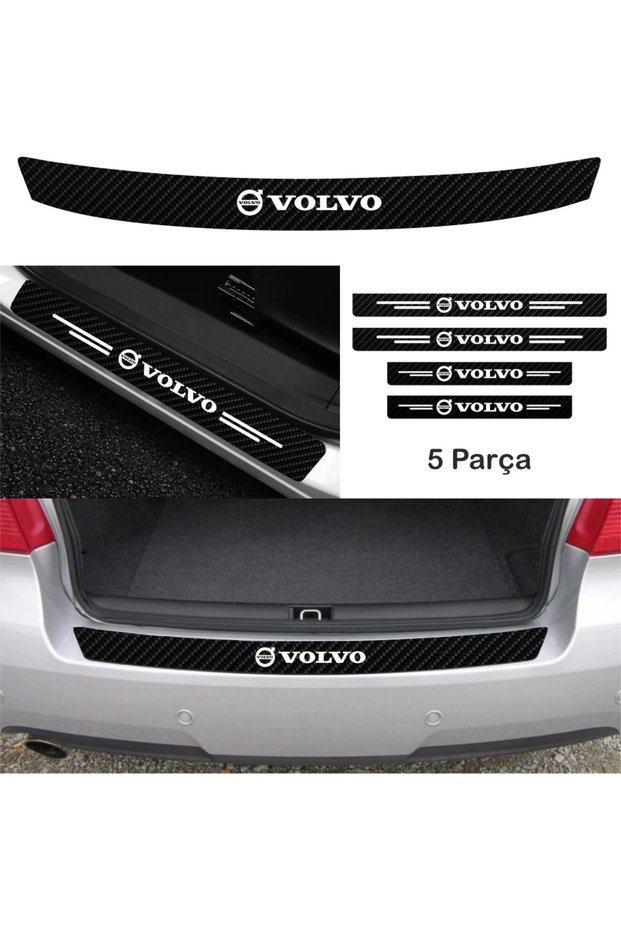 Accessory Auto Tie And Door Sill Sticker Set Carbon Compatible For Volvo V40