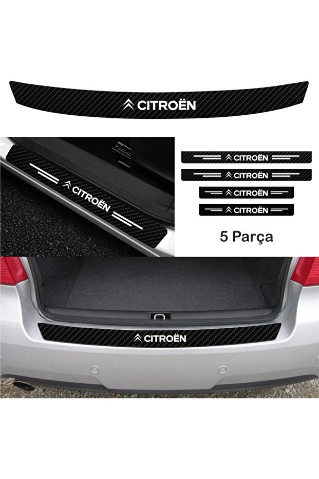 Accessory Auto Tie and Door Sill Sticker Set Carbon Compatible for Citroen Ax