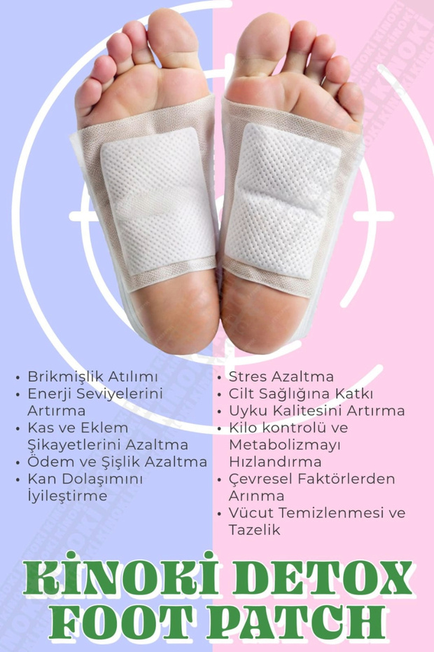 10 Adet %100 Detoks Ayak Bandı - Foot Patch Toksin Atıcı Ayak Detoksu Bantı - 5