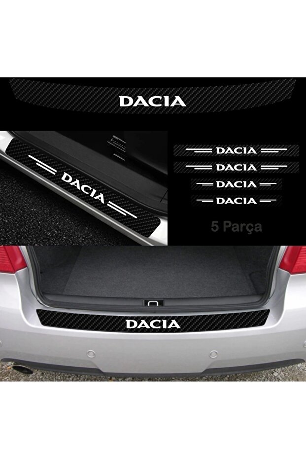 Accessory Auto Tie and Door Sill Sticker Set Carbon Compatible for Dacia Solenza