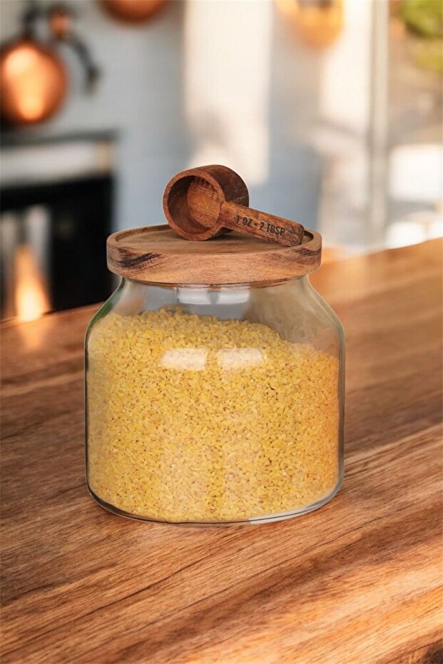 Vacuum Glass Food Jar with Acacia Lid 2 Liters (Mn)