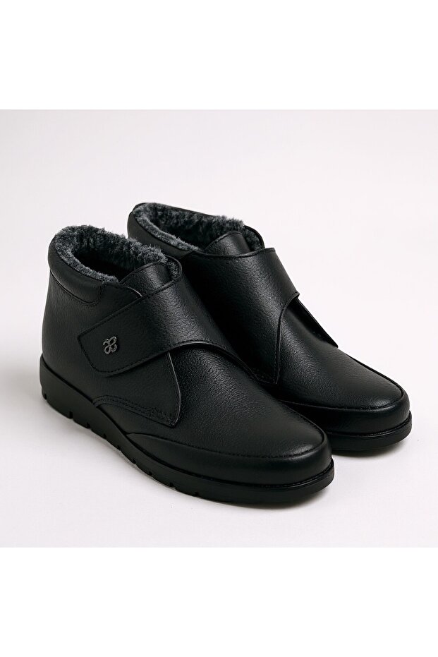 Printed Genuine Leather Non-Slip Sole Furry Orthopedic Boots