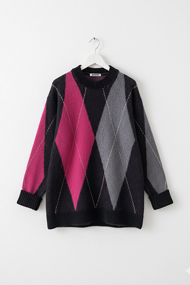 سترة ناعمة بنمط البقلاوة - لون فوشيا - 4