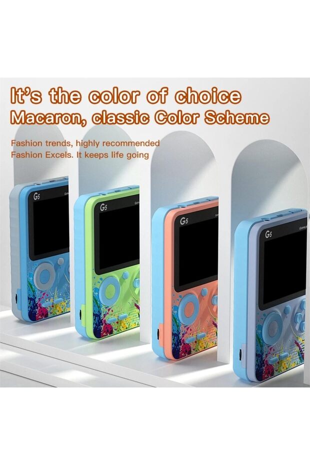 G5 Retro Game Console, 500-in-1 Games, 7.6 cm LCD Screen, TV Output, Rechargeable Battery, Macaron C - 5