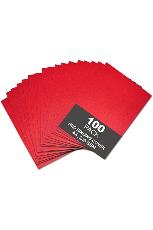 [100 Pack] Red Binding Cover A4 230 GSM – Protective Sheets for Comb & Wire Binding Machines - 1