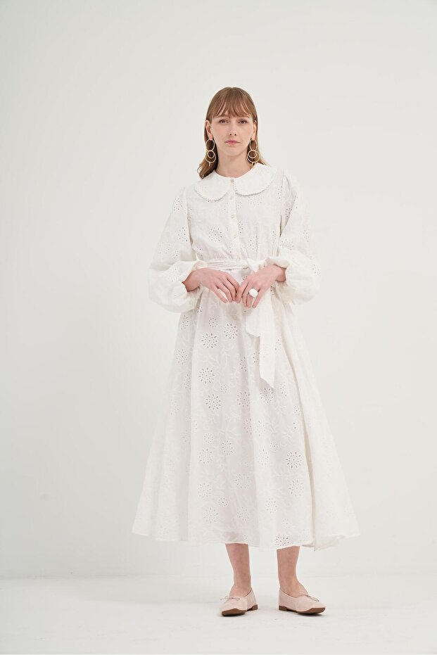 Women's Brode Dress White 31050