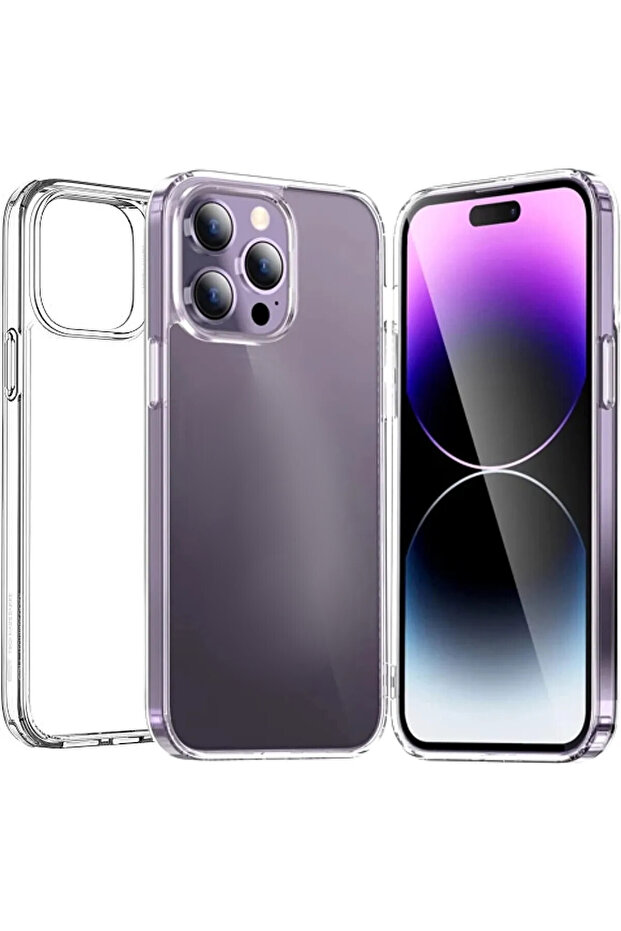 iPhone 14 Pro Max Compatible Transparent Silicone Case Shockproof Camera Raised Cover - 1