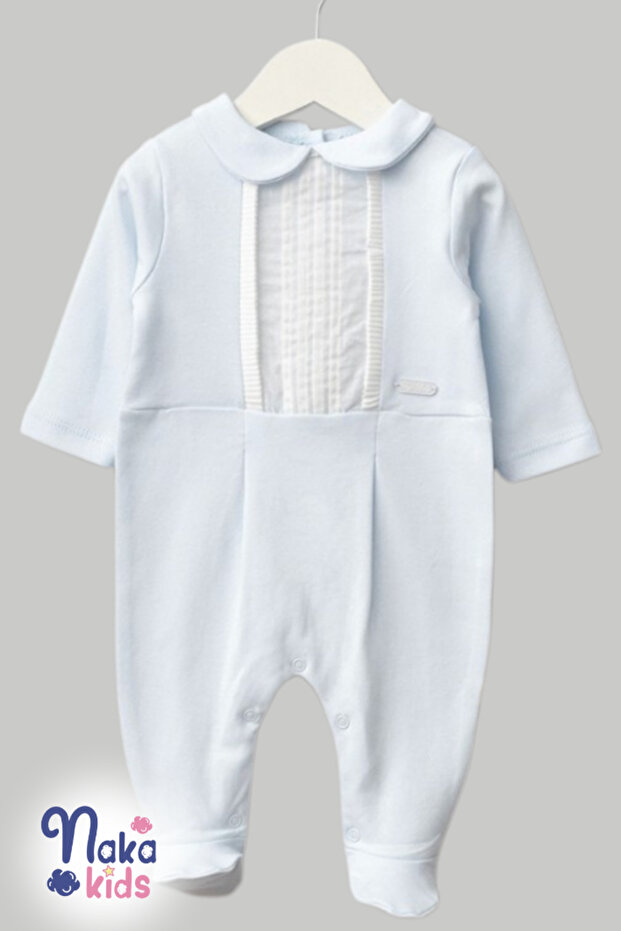 Vual Pliseli 3’lü Erkek Bebek Hastane Çıkış Seti – Mavi - 4