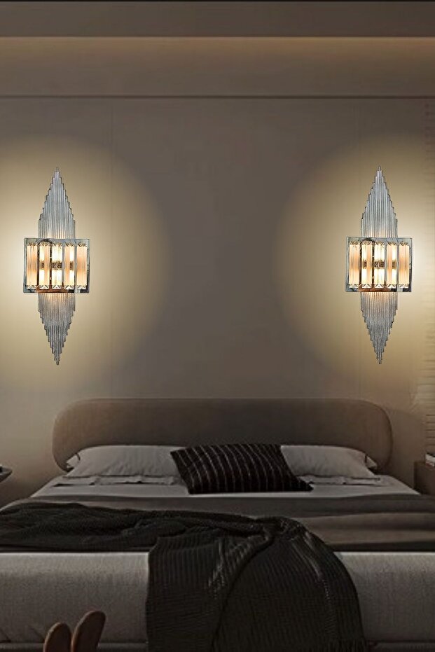 Pramit Aplik Gümüş, Duvar Pilli Aplik, 1 Adet Ledli Duvar Aplik, Tak Çalıştır, Kablosuz - 3