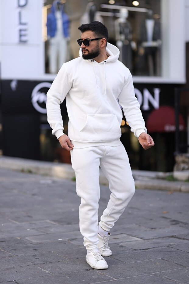 طقم بدلة رياضية من القطن الأساسي السميك للشتاء مكون من 3 خيوط - 4