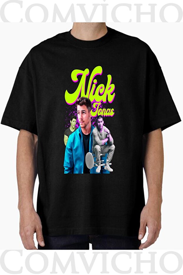 Unisex Nick Jonas V1 Design Printed Oversize T-Shirt