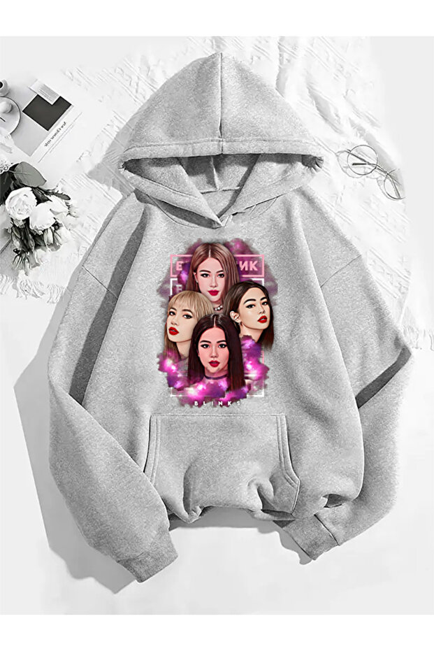 بلينكس سويت شيرت رمادي بقلنسوة مطبوعة - 1