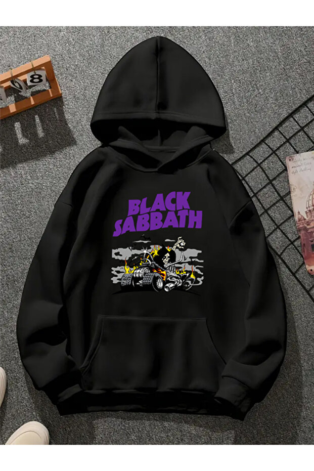 Black Sabbath V1 Printed Hooded Black Sweatshirt