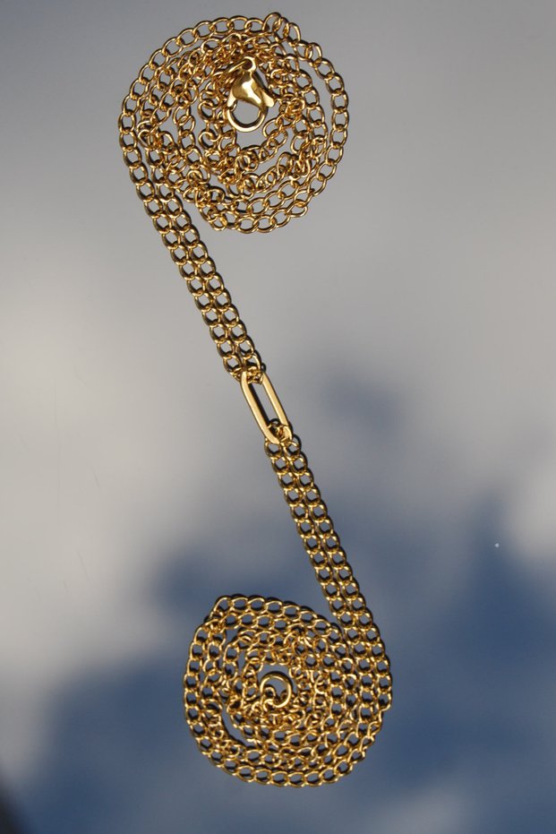 Steel Italian Double Classic Chain Necklace with Clip End 2 mm Gold Color | Non-Tarnishing, Unisex, 2-Year Warranty