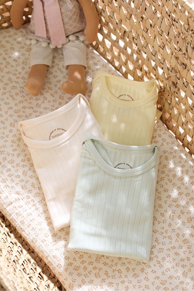 Set of 3 100% Cotton Camisole Baby and Children's Envelope Collar Bodysuit & Bodysuit