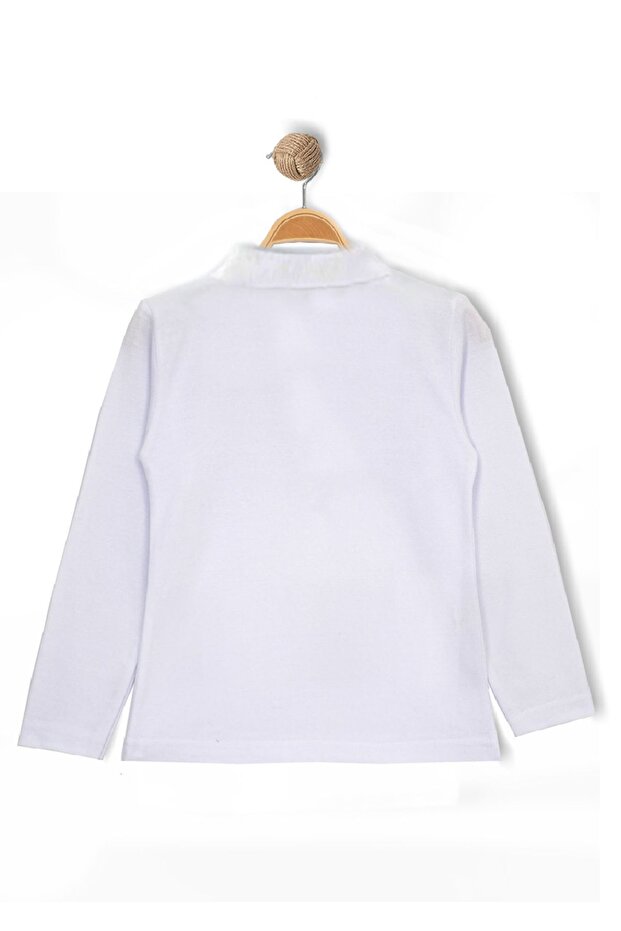 Guler polo alb cu mânecă lungă - 2