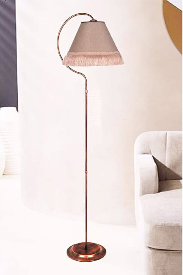 Aydınlatma Lambader Çise Elips Siyah Bakır Patine Abajur Gülkurusu Püskül Pembe - 6