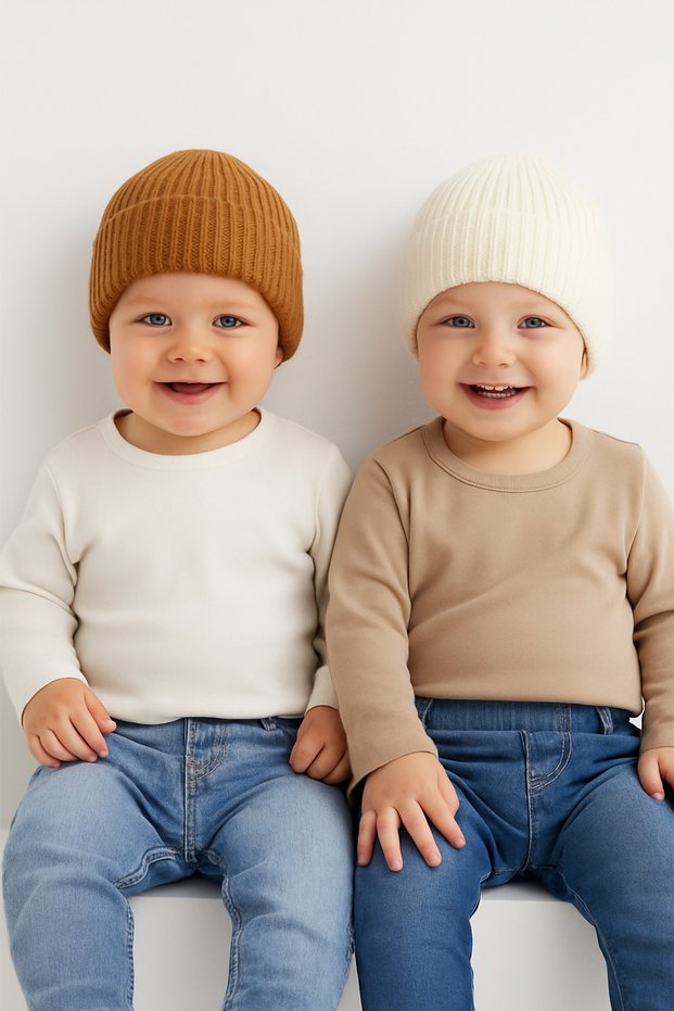 Baby and Child Beanie Set of 2 1-8 Years Old Thessaloniki Knitted Unisex Winter Hat