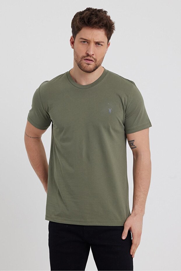 Erkek Siyah Beyaz Haki Gri Lacivert %100 Pamuklu 5 Li T-shirt Paketi - 5
