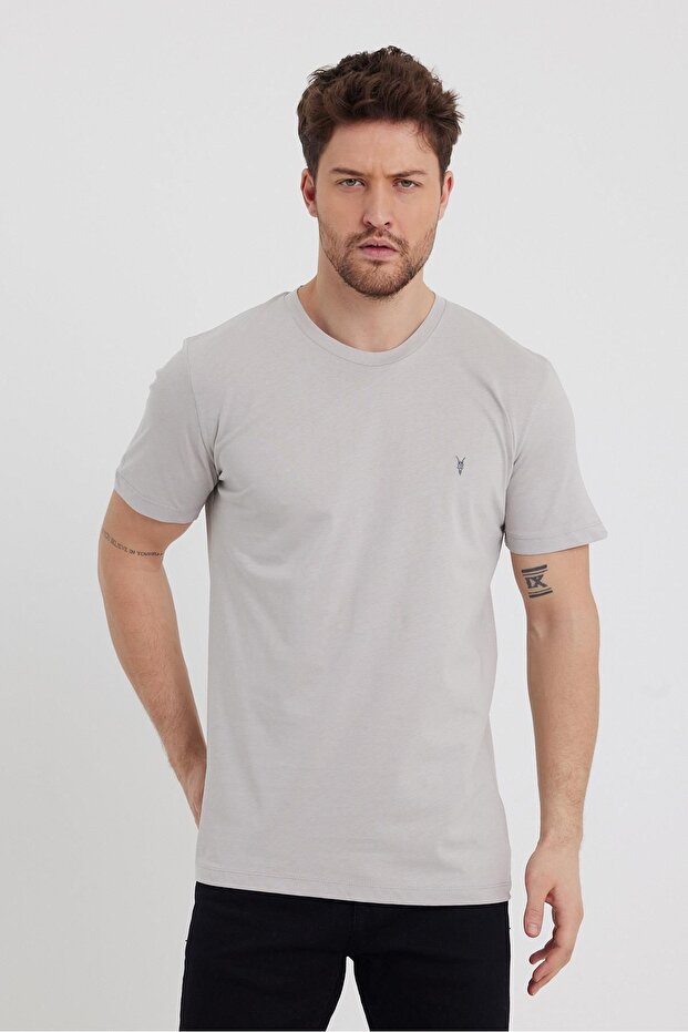Erkek Siyah Beyaz Haki Gri Lacivert %100 Pamuklu 5 Li T-shirt Paketi - 6