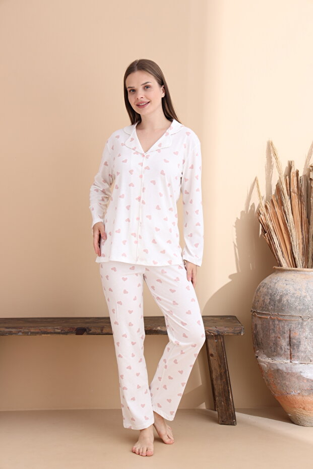 طقم بيجامة قطنية بأزرار - 3