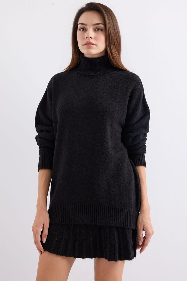BDART Dokulu Oversize Yüksek Yaka Örme Takım - 7