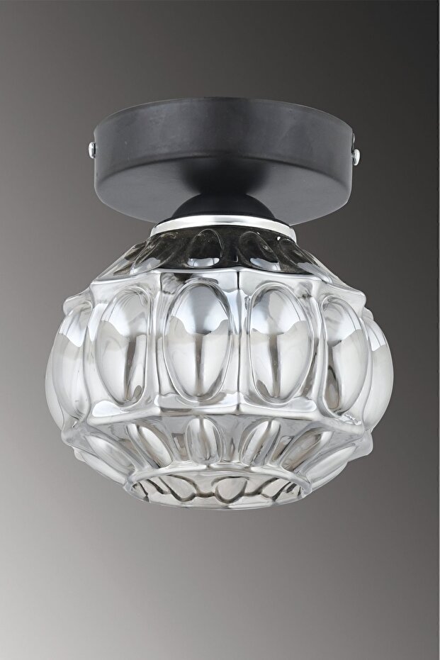 Elmas Tekli Plafonyer Avize Füme Camlı Modern Dekoratif Aydınlatma - 3