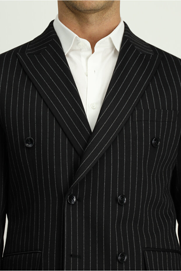 Regular Fit Çizgili Örme Ceket - 6