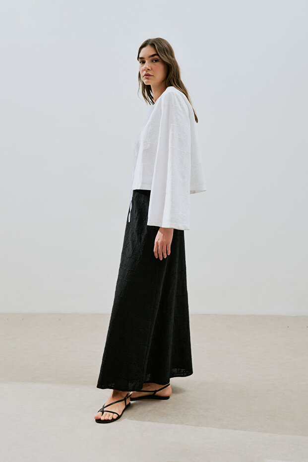 NAKIŞLI BAĞLAMALI BLUZ EKRU - 7