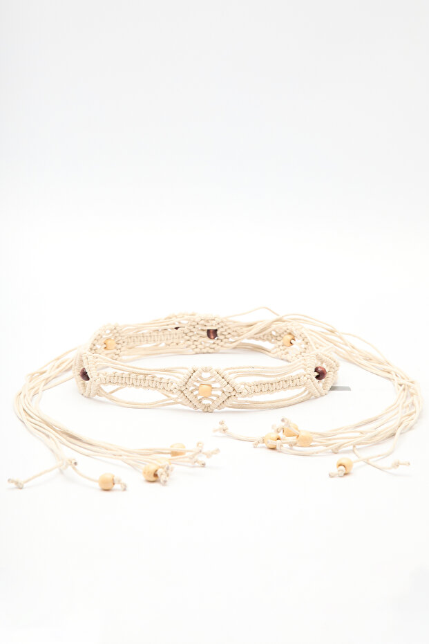 RUSTİK ÖRGÜLÜ KEMER NATURAL - 4