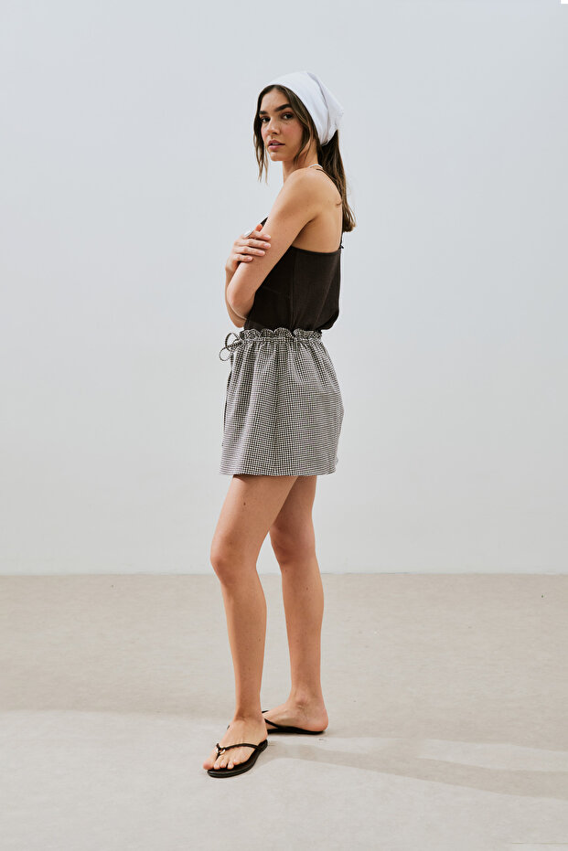 PÖTİKARE ŞORT ETEK KAHVERENGİ - 4